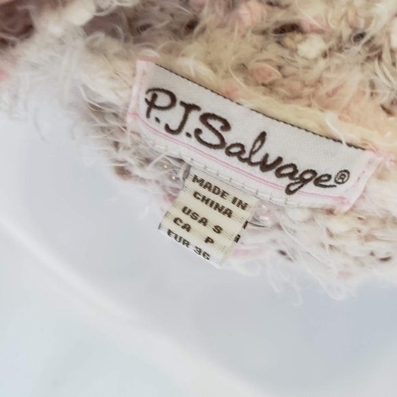 P.J. Salvage Small Eyelash Duster Cardigan White Brown Pink Soft Comfy Plush Top - Picture 3 of 9